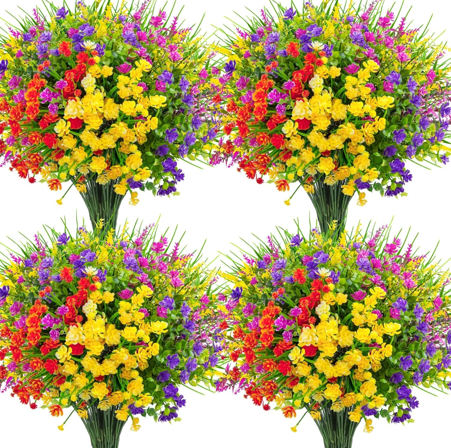 16PCS UV-Resistant Artificial Flowers Faux Plants for Outdoor & Home Decor gallery