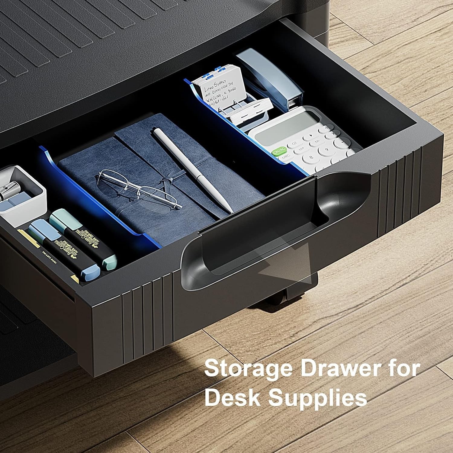 Printer Stand with Cable Management and Storage Drawer, Printer Table with Lo... gallery