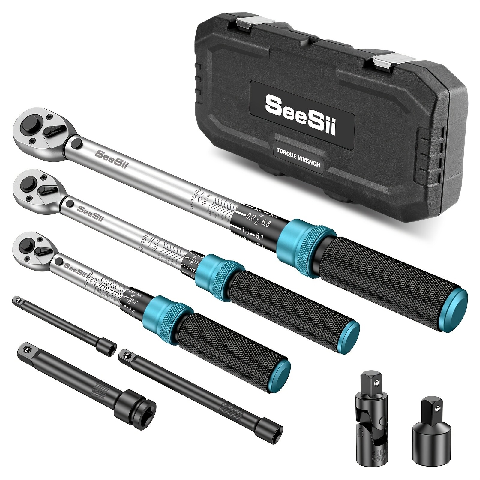 8PCS Torque Wrench Set 1/4 & 3/8 & 1/2-Inch ±3% Accuracy Click Torque Wrenches gallery