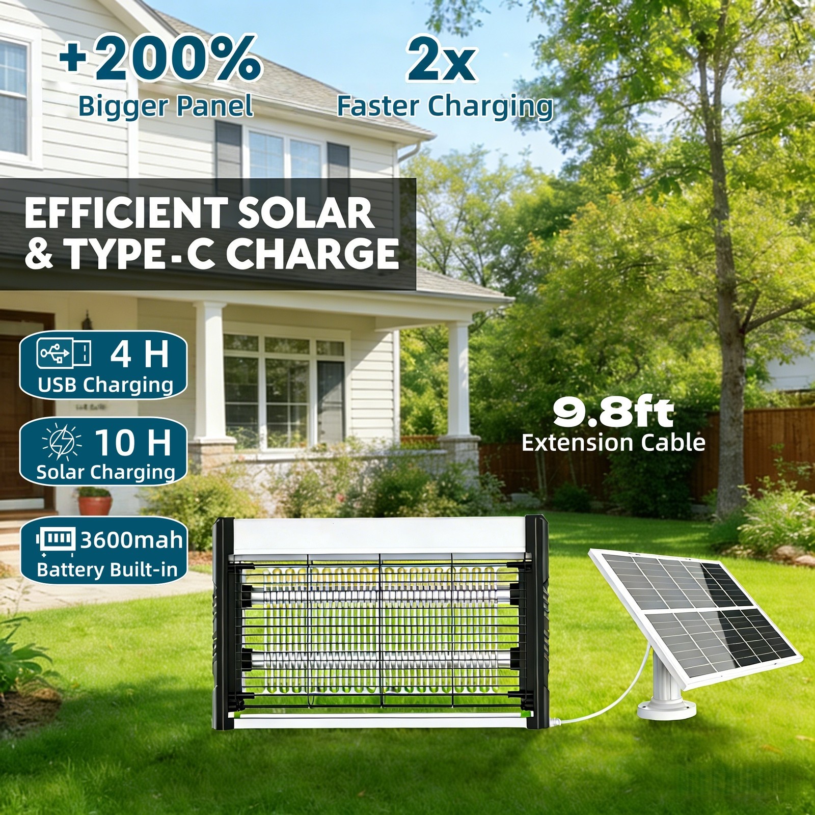 Solar Bug Zapper Mosquito Zapper Waterproof with Solar Panel Electric Fly Zapper gallery