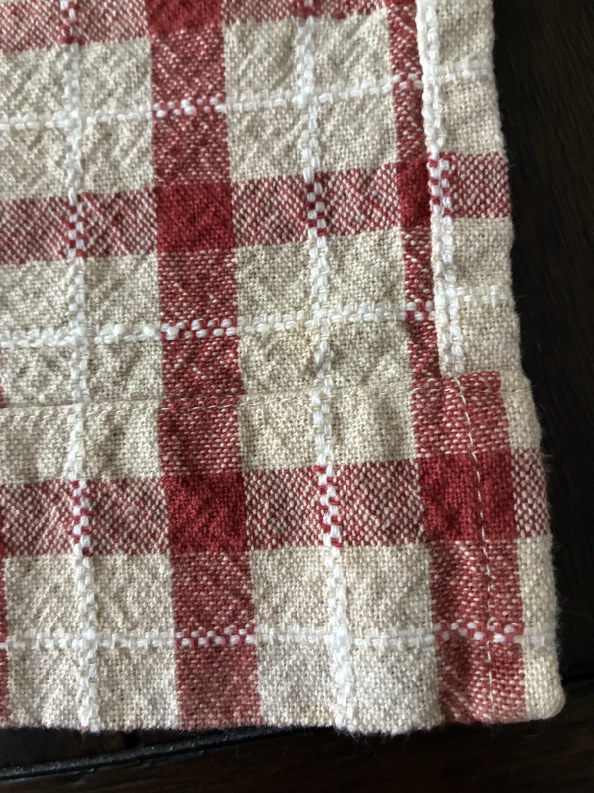 Red White Tan Plaid:Check 100 % Cotton Curtain Valance Cottage Rustic gallery