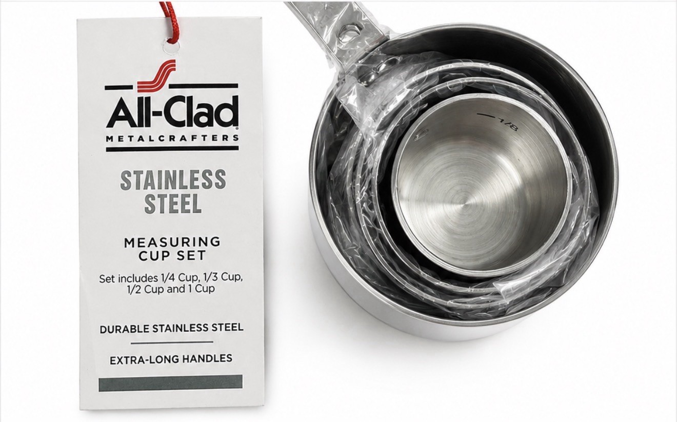 All-Clad Stainless Steel Measuring Cups Set 4 Nesting, Silver, 1/4-1 Cup gallery
