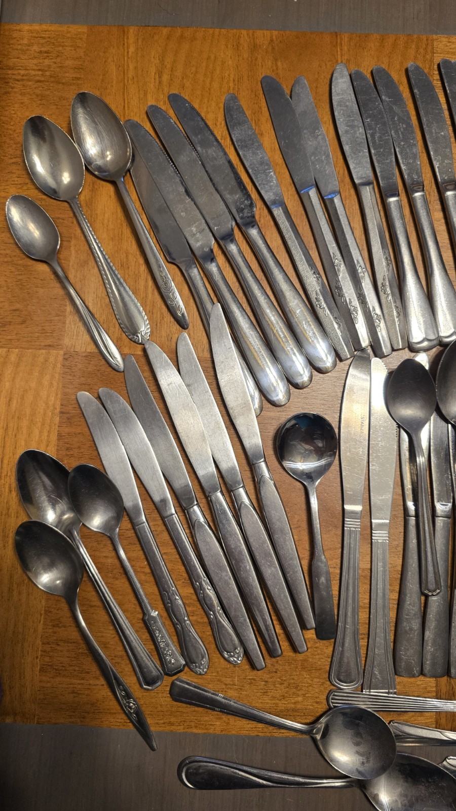 100 Pcs Mixed 11 Lb Stainless Steel Flatware Vintage Patterns Knife Spoon Crafts gallery