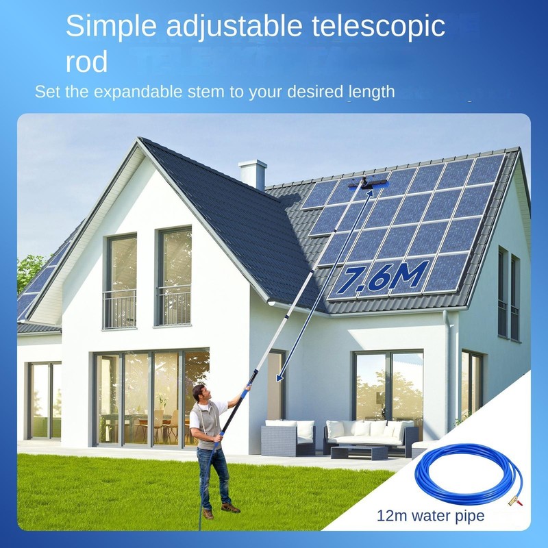 16Ft L Solar Panel Cleaning Pole Kit With 33 Ft Water pipe And Brush System gallery