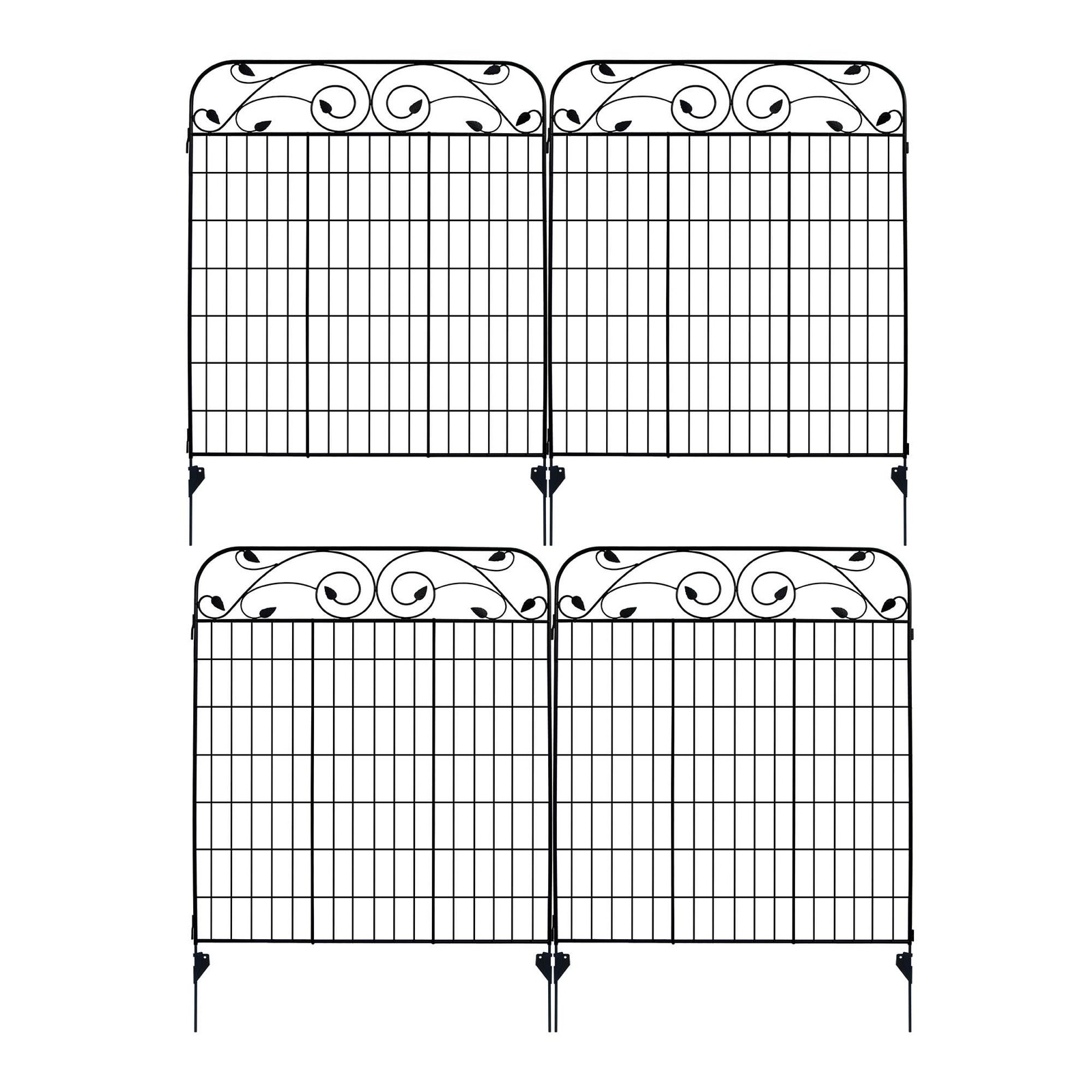 4 Pack 44" H 36" W (Linear Length 12 feet) Black Coated Heavy Duty Steel Deco... gallery