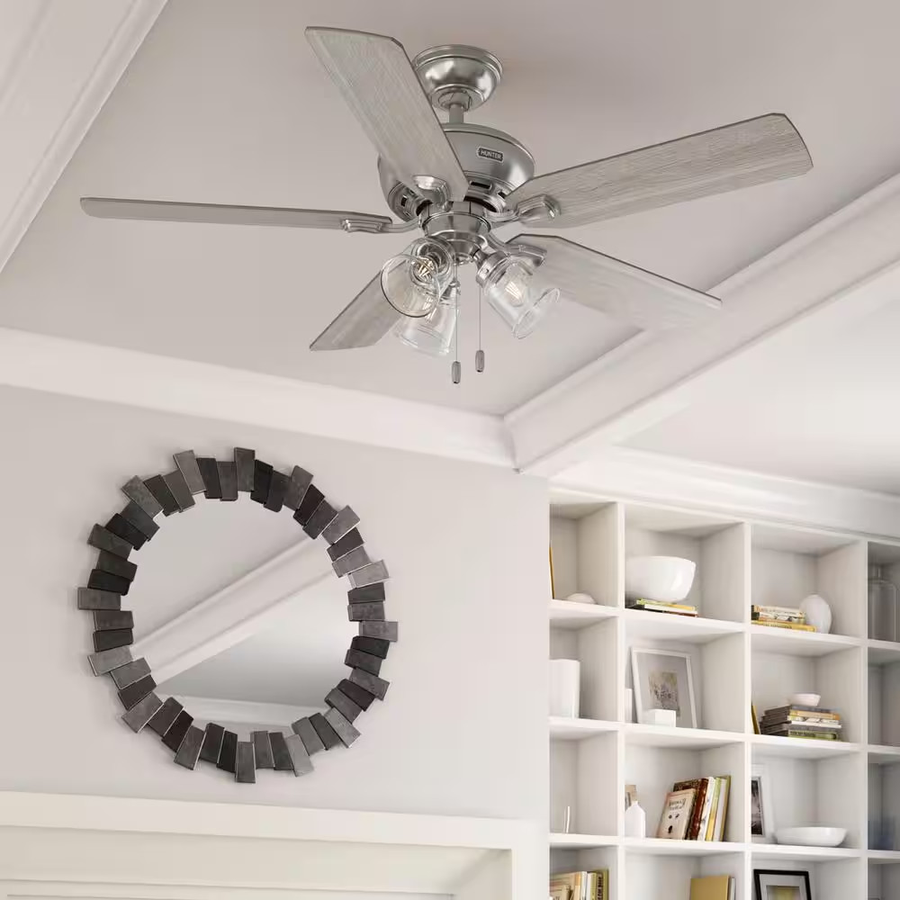 Rosner 52 In. Indoor Brushed Nickel Ceiling Fan with Light Kit Included gallery