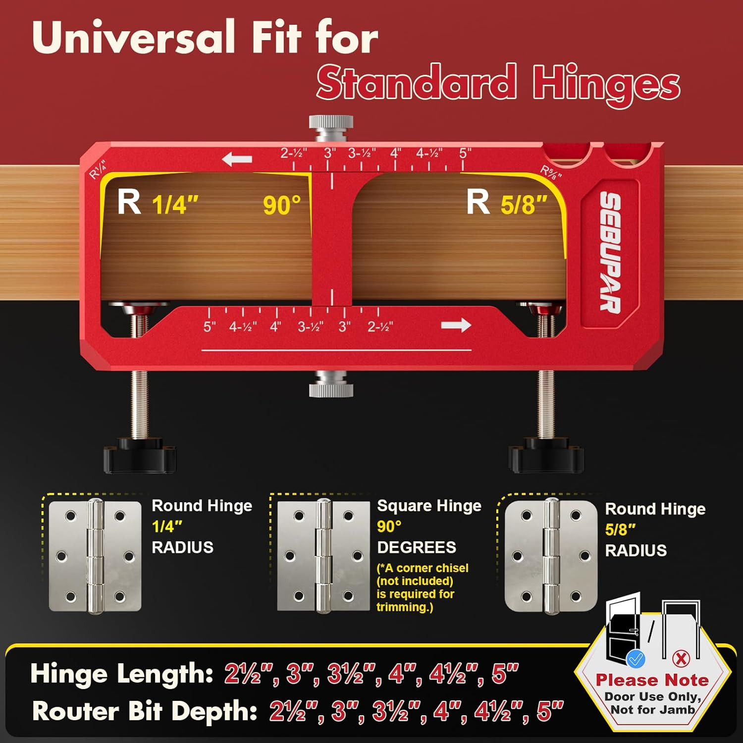 Door Hinge Jig, Aluminum Alloy Router Template Kit, Adjustable Mortise Jig for 2 gallery
