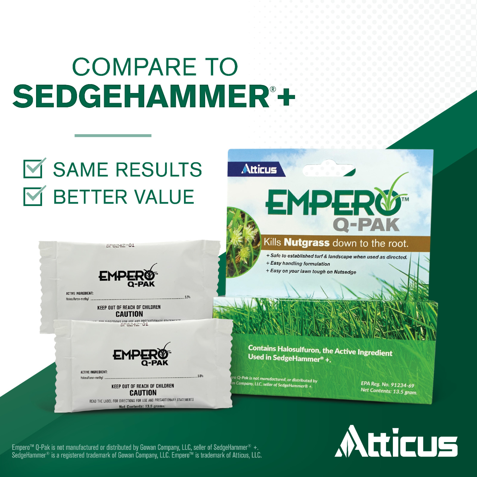 Empero Q-Pak Nutsedge Killer (Compare to SedgeHammer Plus) - 13.5 Grams (2 Pack) gallery