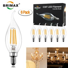 6/12 Pack Dimmable E12 LED Candle Light Bulbs Vintage Chandelier Candelabra Bulb