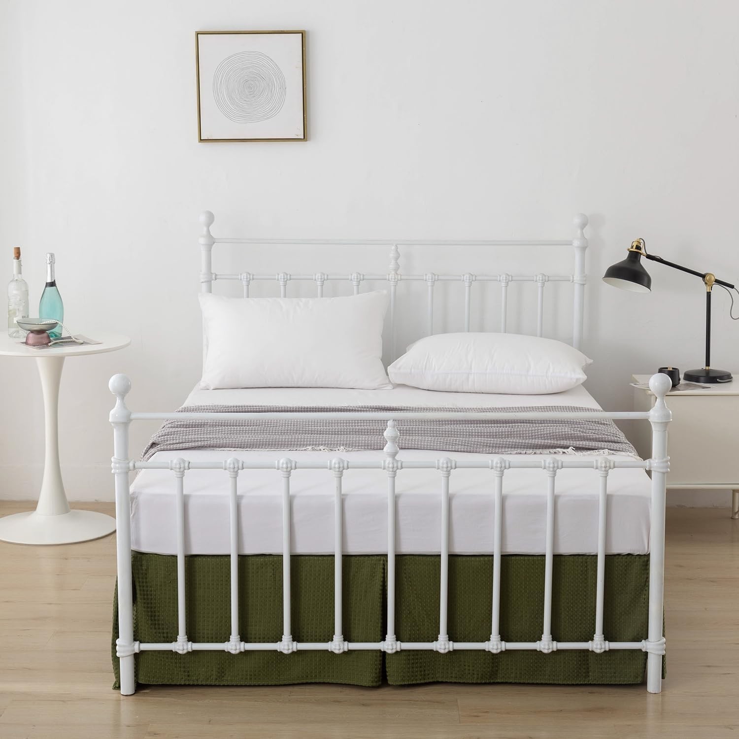 Queen Bed Skirt Pleated Waffle Weave with Split Corners 16 Inch Drop Dust Ruffle gallery