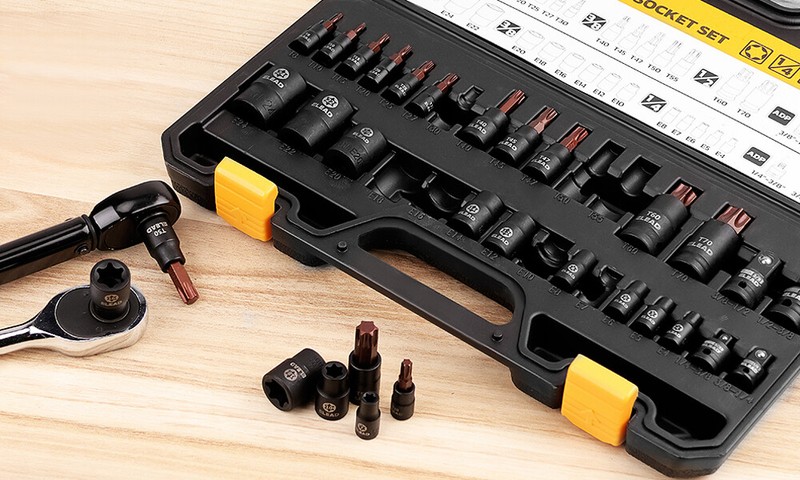 31PC Torx Bit Socket Set T8-T70 & E-Torx E4-E24 S2 Alloy Steel Star Premium CR-V gallery