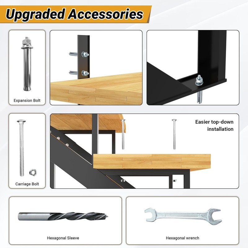 Steel Stair Riser-2 Pack,3 Step Stringers,Sturdy Steel Stringer f Outdoor Steps gallery