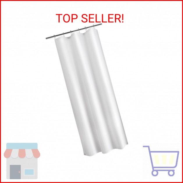Titanker Small Stall Shower Curtain Liner Washable, 36 x 72 Inches, White Fabric gallery