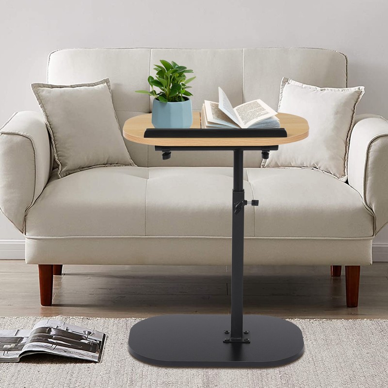 Log Color C-shaped Side Table Height Adjustable Side Table Small Coffee Table gallery