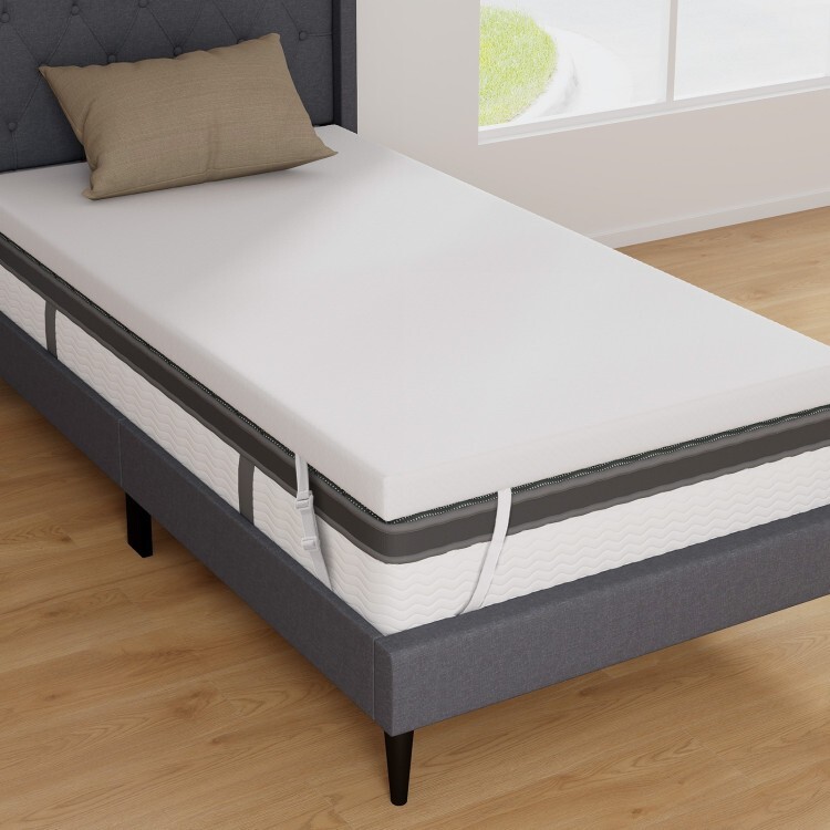3" Twin Size Gel Memory Foam Mattress Topper With Adjustable Elastic Straps gallery