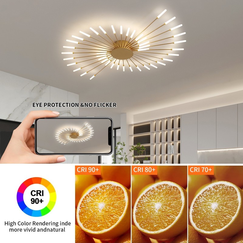 42-Light Fireworks Ceiling Light LED Flush Mount App Remote Dimmable Modern gallery
