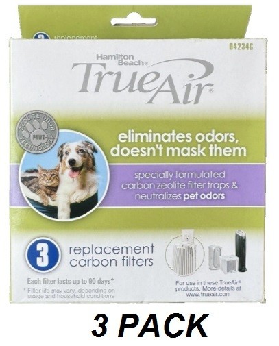 Hamilton Beach TrueAir 3 Pack Replacement Carbon Filters Pet Odors 04234G gallery