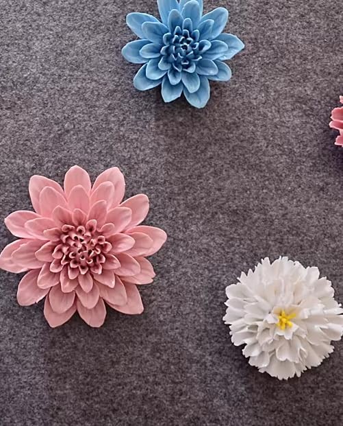 AMERRY Ceramic Wall Art - 3D Flower Hanging Sculpture, Handmade Porcelain Dec... gallery