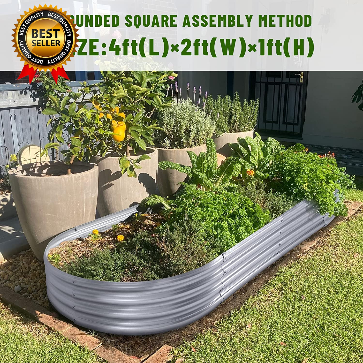 Galvanized Raised Garden Bed Kit, Galvanized Planter Garden Boxes Outdoor, Oval gallery