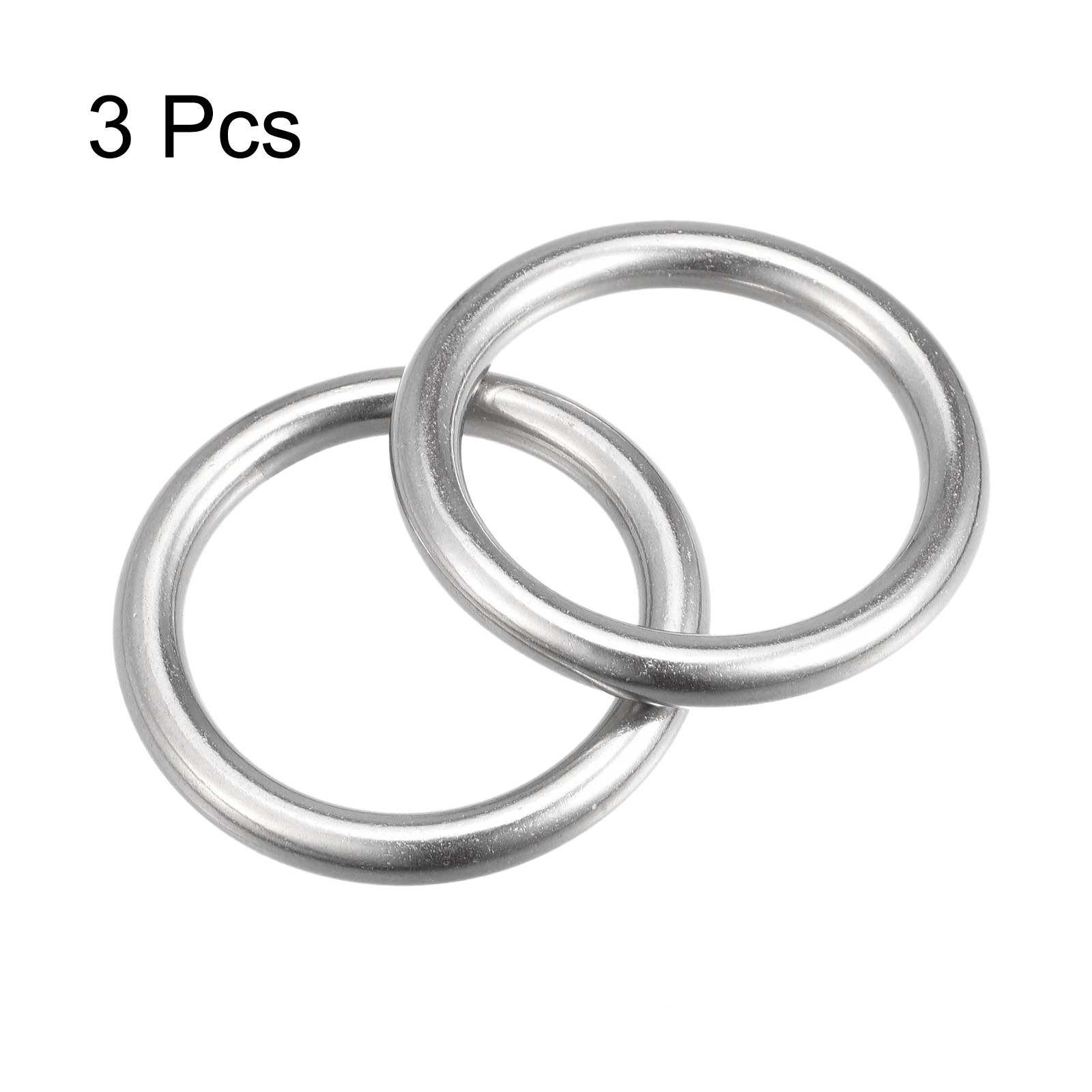 316 Stainless Steel Round Ring Welded O-Rings 35mm 1.38" ID 6mm Thick 3pcs gallery