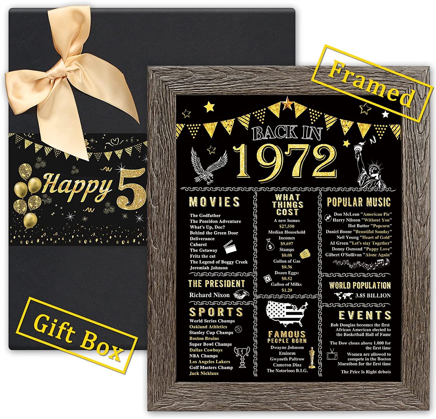 Birthday Party Decorations FRAMED- 8" x 10" With Gift Box Poster, For Men Women gallery