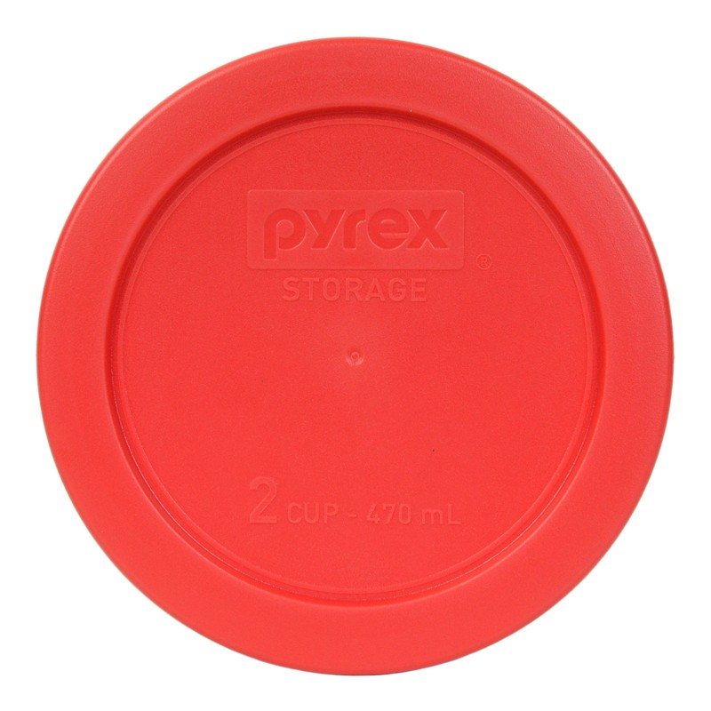 Pyrex 7200-PC Round 2 Cup 5" Storage Lid Cover 2 Pack Red for Glass Bowl gallery