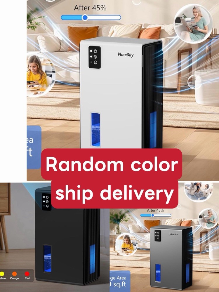 NineSky CT2 Dehumidifier 95oz Tank 1000 Sq Ft Quiet Auto Shut Off LED Home Use gallery