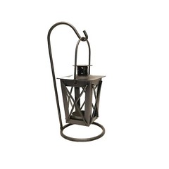 Lantern with Hanging Hook Stand Brushed Nickel Iron | Tealights and Votives