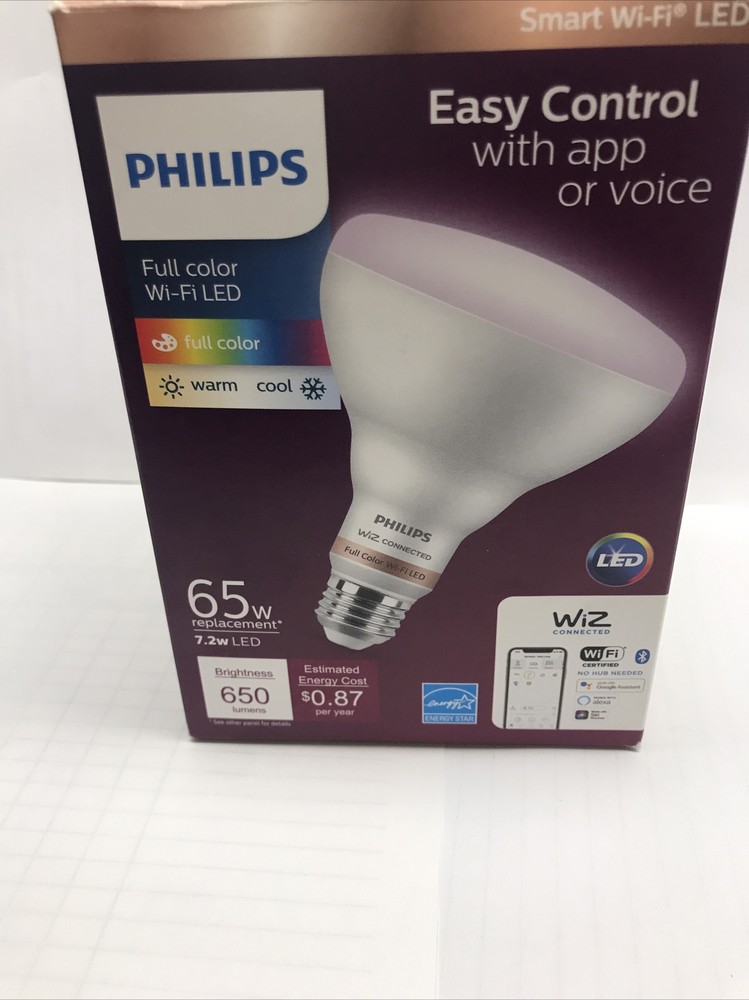 Philips Smart Wireless 65-Watt LED BR30 Floodlight Bulb Color Changing Dimmable
