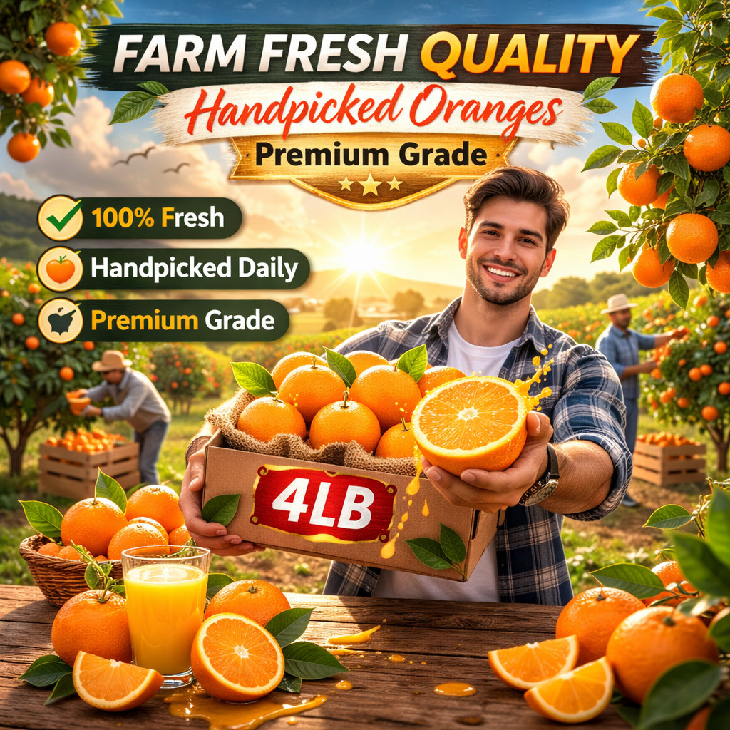 Navel Oranges 4 lb, Sweet Seedless Citrus Fruit, Easy Peel Fresh Juicy Oranges gallery