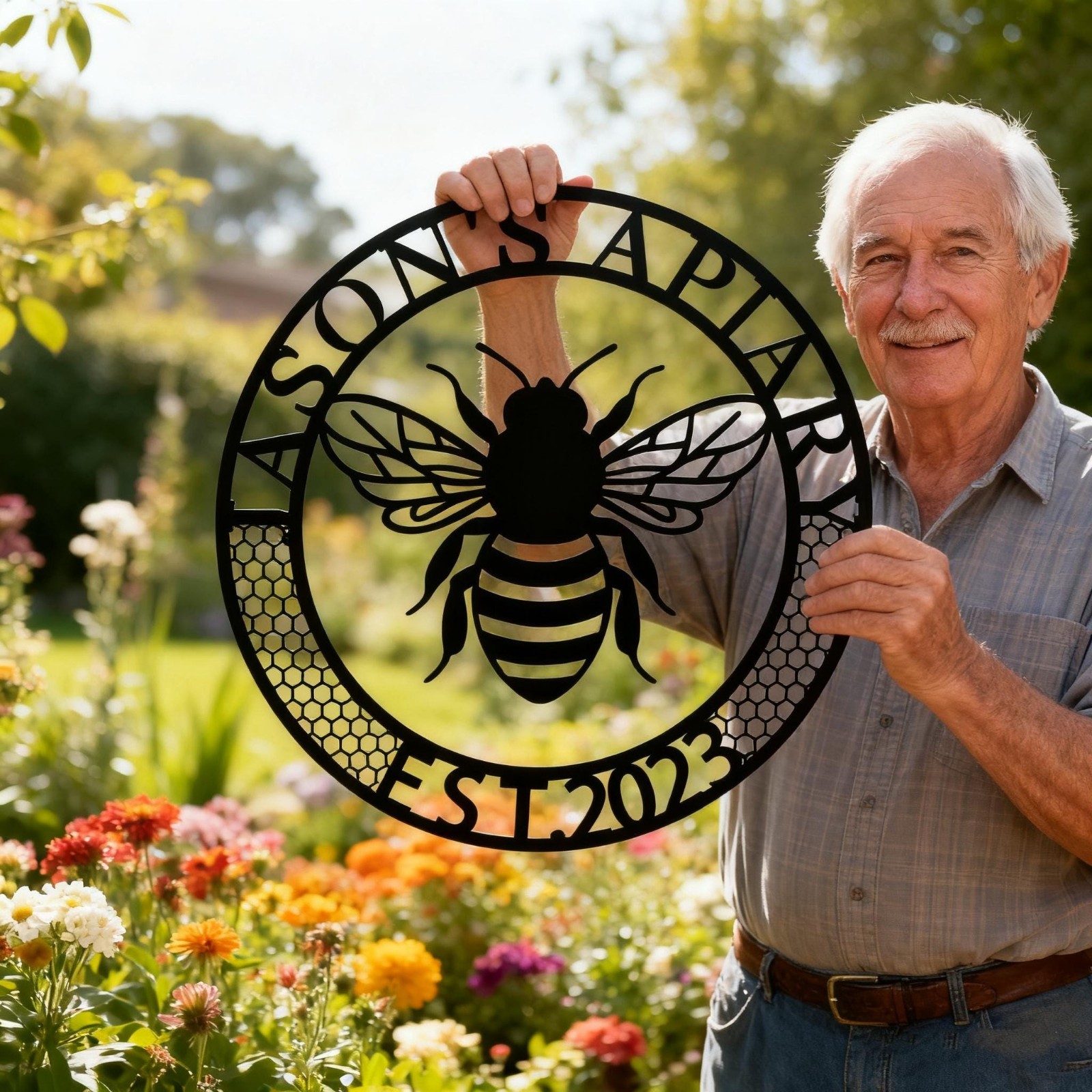 Custom Bee Apiary Metal Sign - Custom Name and Date Decor gallery