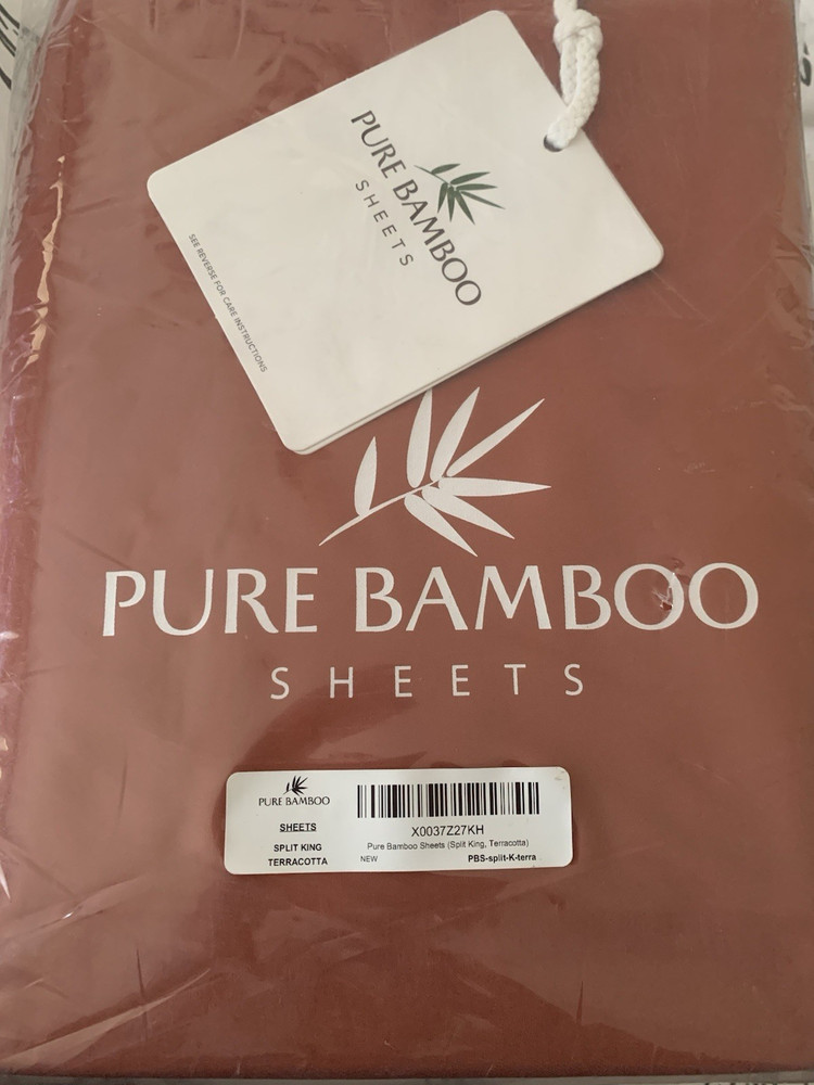 Pure Bamboo Split King Sheet Set Terracotta Envelope Closure Double Stitching