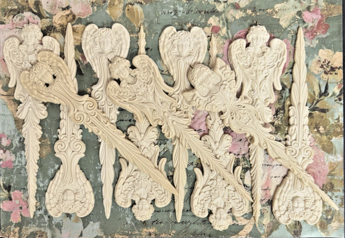 11 Unpainted Off White Shabby & Chic Angelic Taper Moulds With Removeable Hanger gallery
