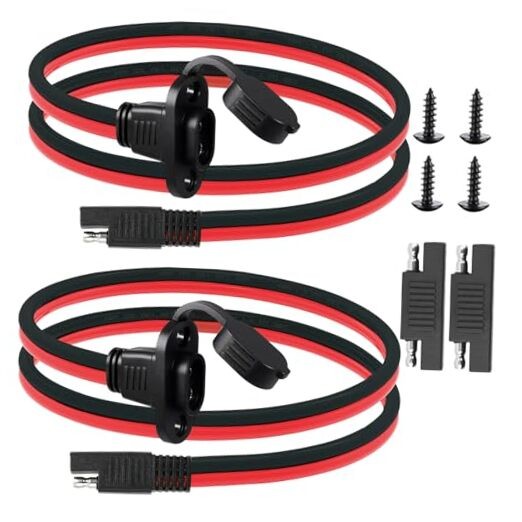 2 Pack 10AWG SAE Power Socket Sidewall Port to SAE Connecters Extension Cable gallery