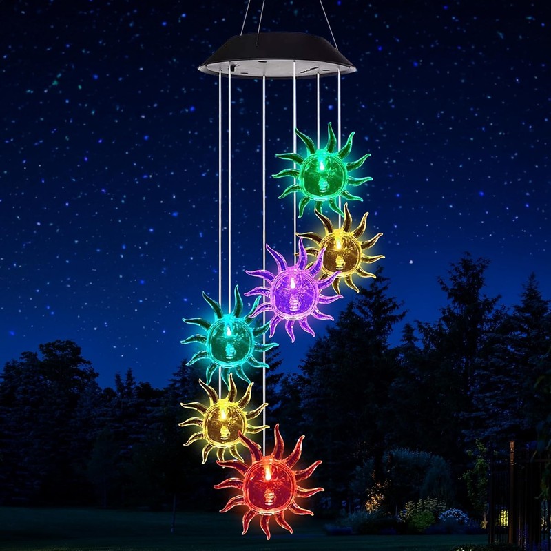 LED Sun Wind Chime Solar Powered Lights Color-Changing Yard Garden Decor 1Pack gallery