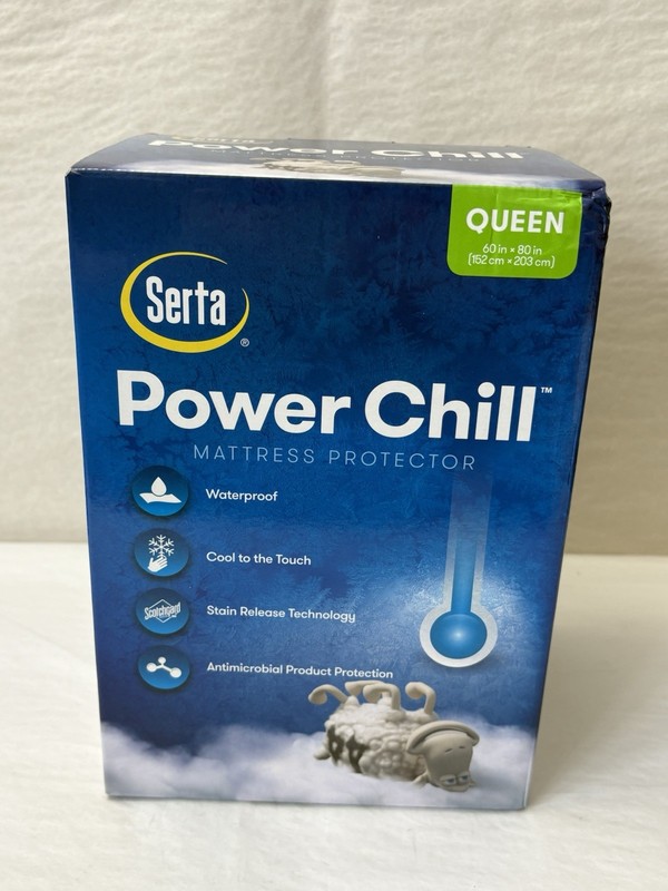 New Serta Power Chill Mattress Protector Waterproof Cool To The Touch QUEEN gallery