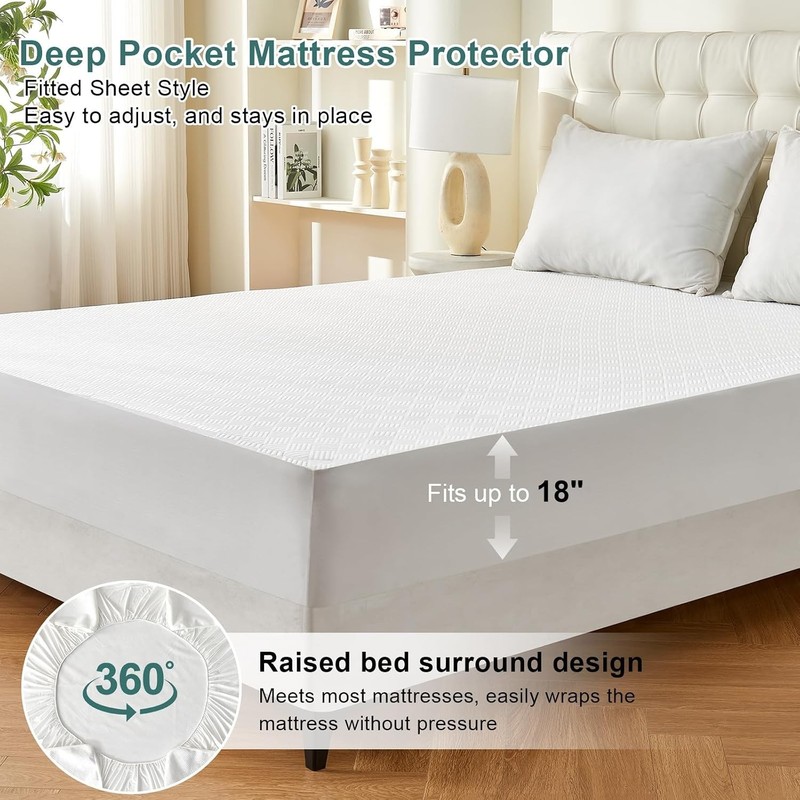 Cooling Waterproof Mattress Protector - Soft Microfiber for Tranquil Sleep gallery