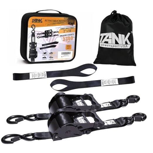 3300LB Retractable Ratchet Straps(2 Pack), 2" x 10FT Tie Down 3300 Pounds gallery