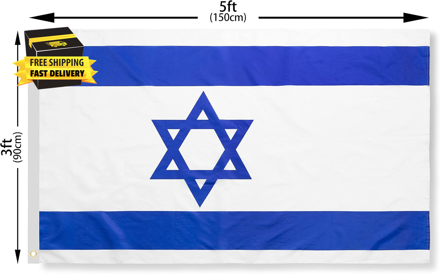 DANF Israel Flag 3X5 Ft Thick Polyester, Fade Resistant, Brass Grommets, Canvas gallery
