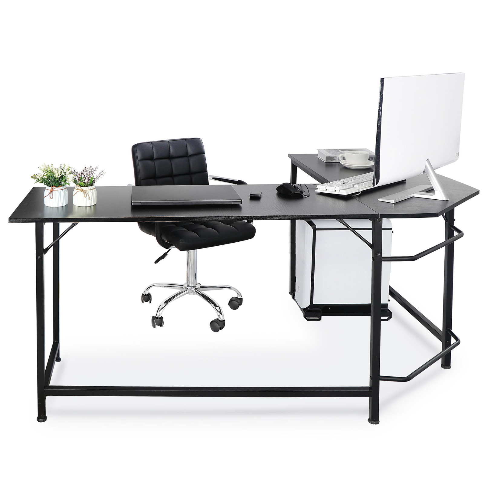 66" L-Shaped Gaming Desk Corner Computer Desk PC Laptop Study Table Workstation gallery