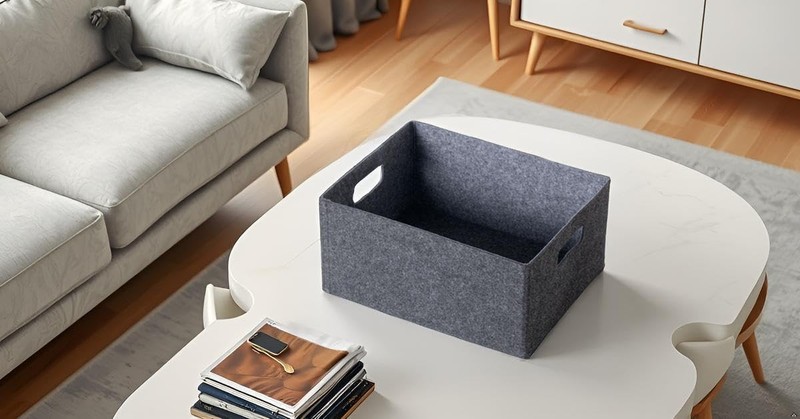 2 pack self-supporting collapsible felt storage basket in darkgrey for storag... gallery
