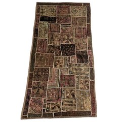 Vintage Indian Zari Beaded Patchwork Tapestry Embroidered Bohemian Wall Hanging