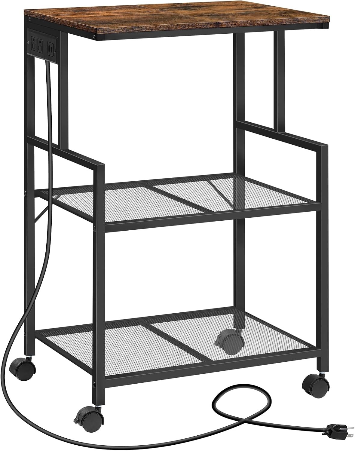 Mobile Printer Stand, 3-Tier Industrial Printer Cart with Power Outlets and 2 gallery