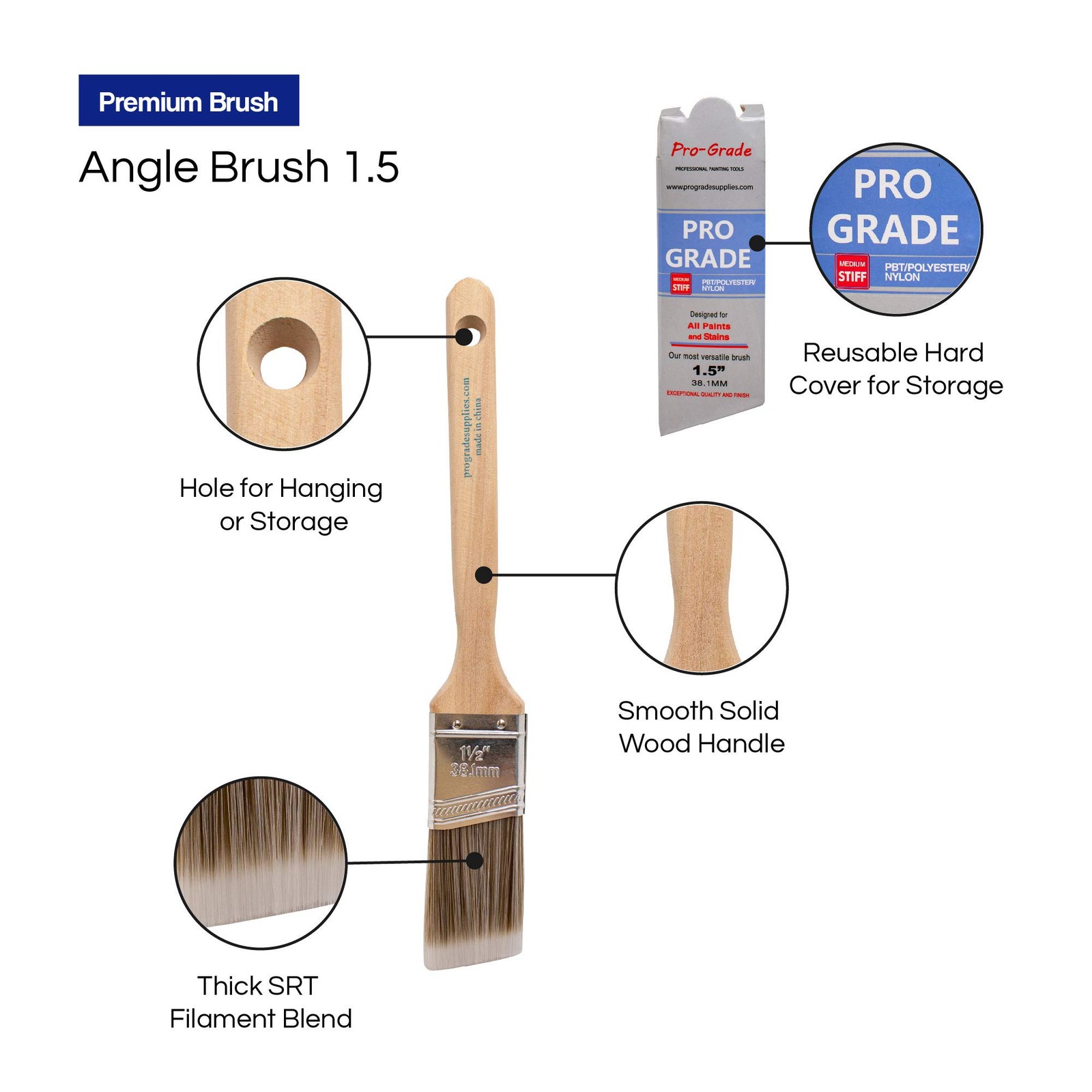 Pro Grade - Paint Brushes - 6 Pack Variety Angle 6Pk Angle, Multicolor gallery