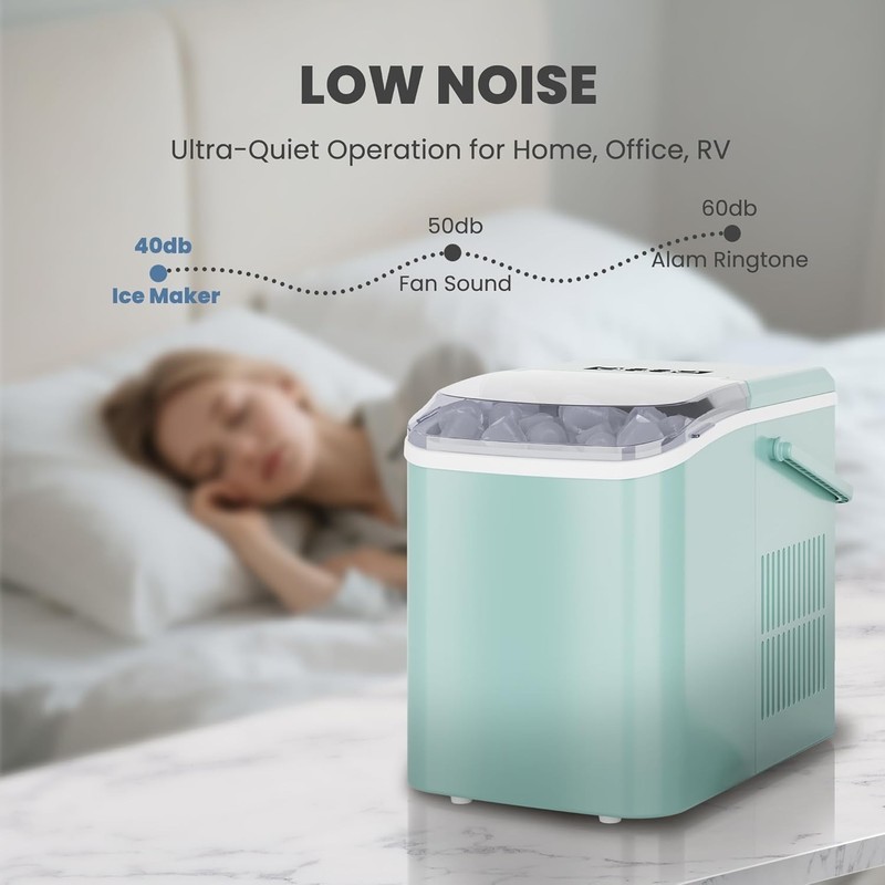 Countertop Ice Maker with Handle 26lbs/24H Portable 9 Bullet Cubes in 6 Min gallery