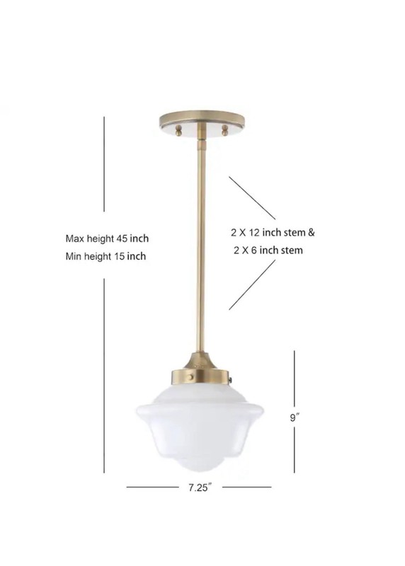 JONATHAN Y Adjustable Drop Metal/Glass LED Pendant, Brass Gold/White Kurtz gallery