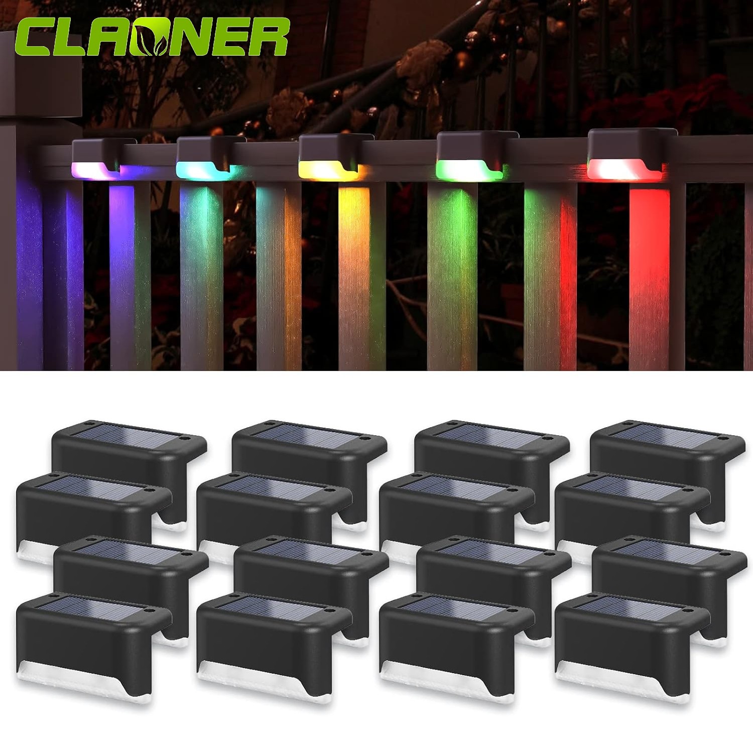 16Pcs Solar Pool Side Lights Color Changing Deck Lights Outdoor LED Step Lamp gallery