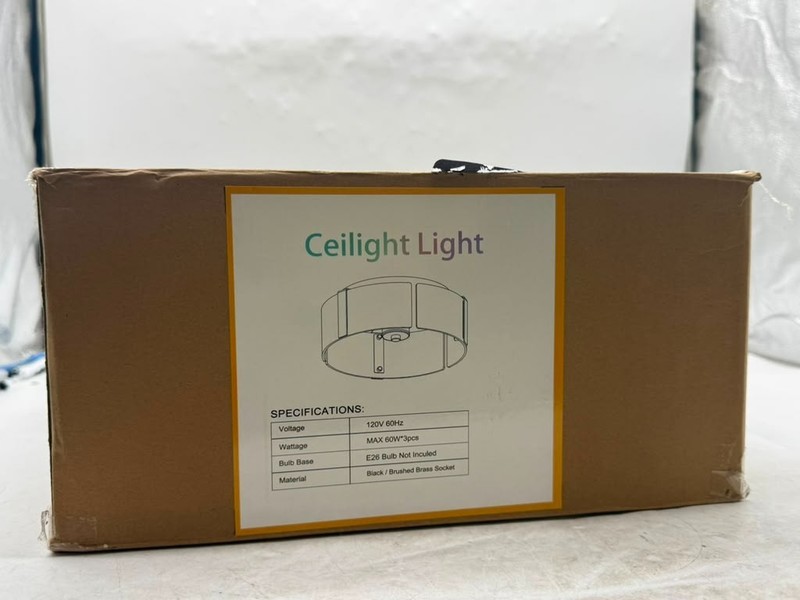 15" Gold Semi Flush Mount Ceiling Light 3-Light Drum Glass Fixture Modern- OB gallery