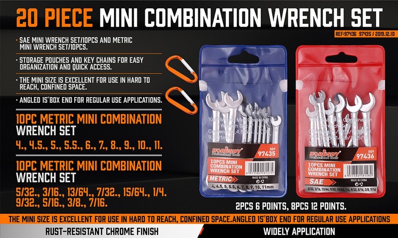 22PCS Combination Wrench Set Ignition Spanner Steel Tools Metric SAE Mini Small gallery