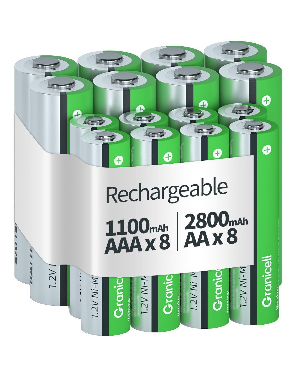 Granicell 16 Sets Aa Aaa Rechargeable Batterieshigh Capacity 8-Pack Aa 2800Mah gallery